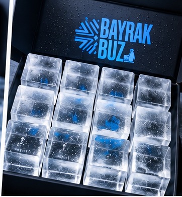Bayrak Buz logolu kutuda clear ice küpleri