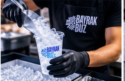 Bayrak Buz bardak buz servis hazırlığı
